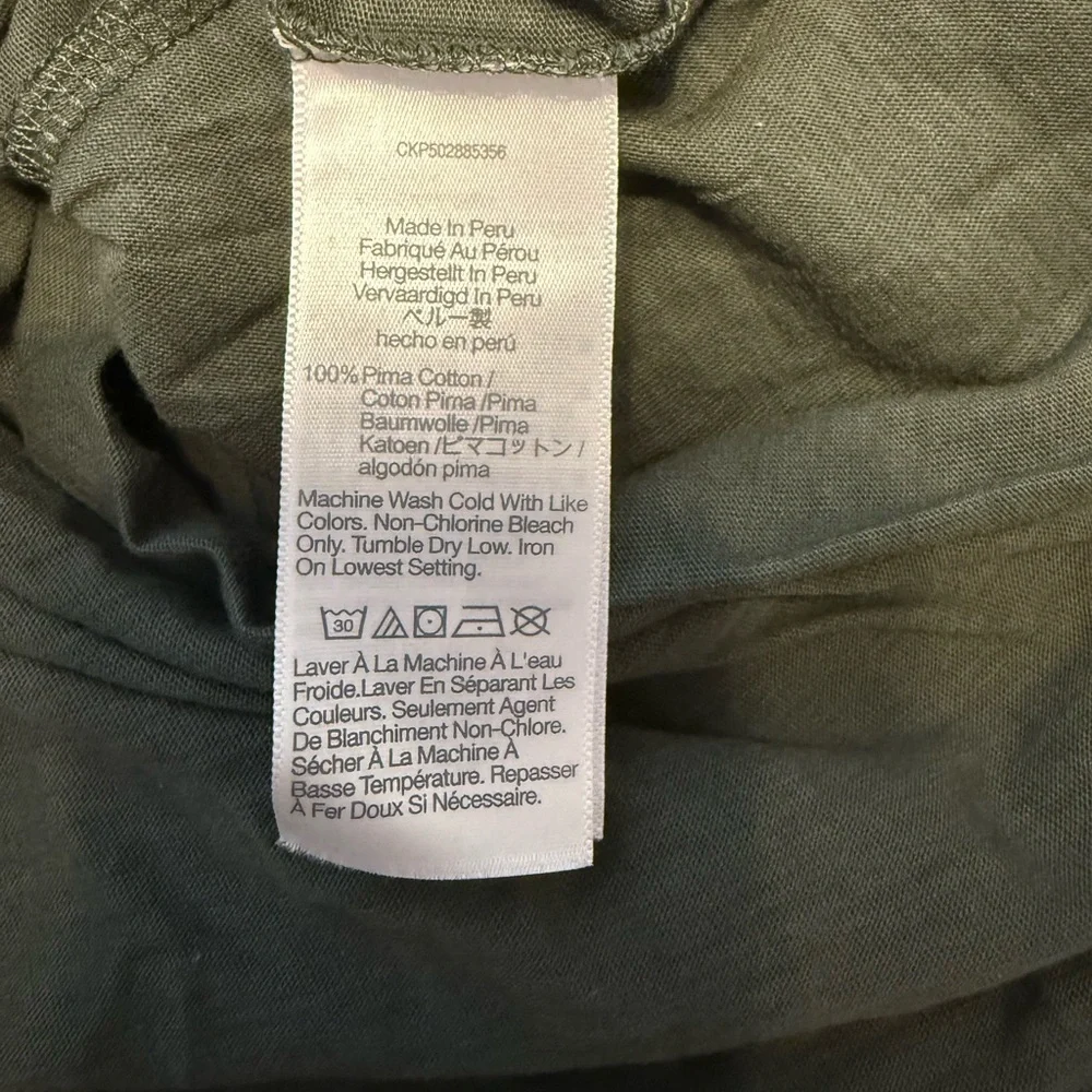 Madewell Women’s Side Ruched Tee Shirt in Slub Pima Cotton NWT S Green